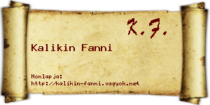 Kalikin Fanni névjegykártya